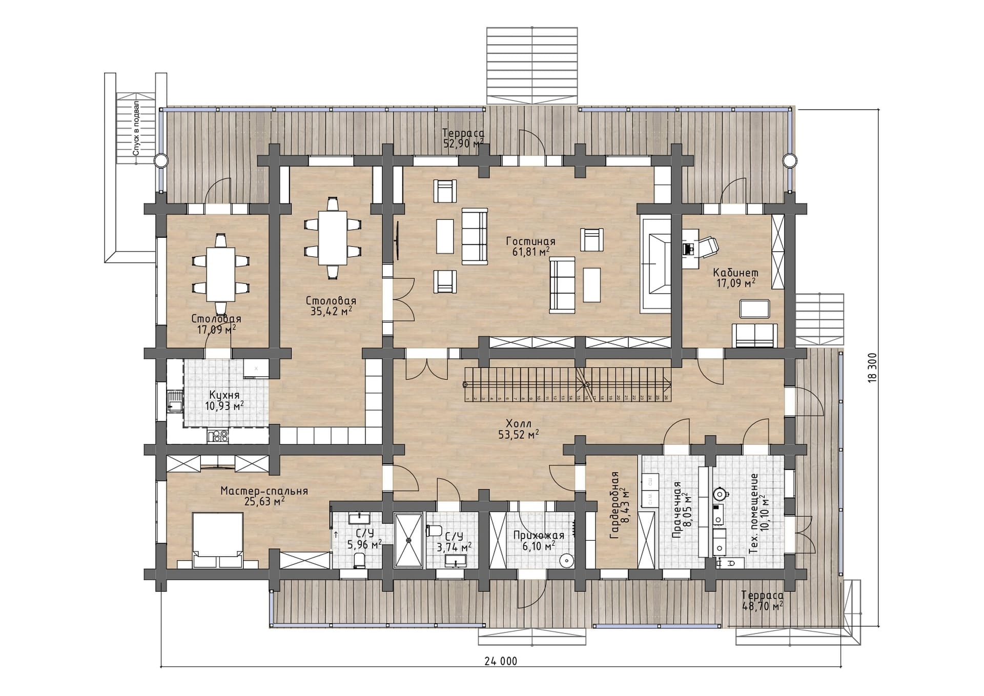 план 1эт. дом по проекту Загорье